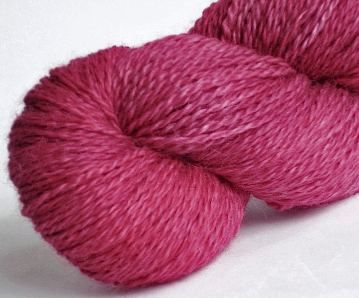 Sock yarn Raspberry Crush baby alpaca / silk / cashmere 70/20/10 hand dyed sock weight  / light sport weight yarn