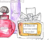 Perfume bottles 5x7 inch print with Coco Chanel quote