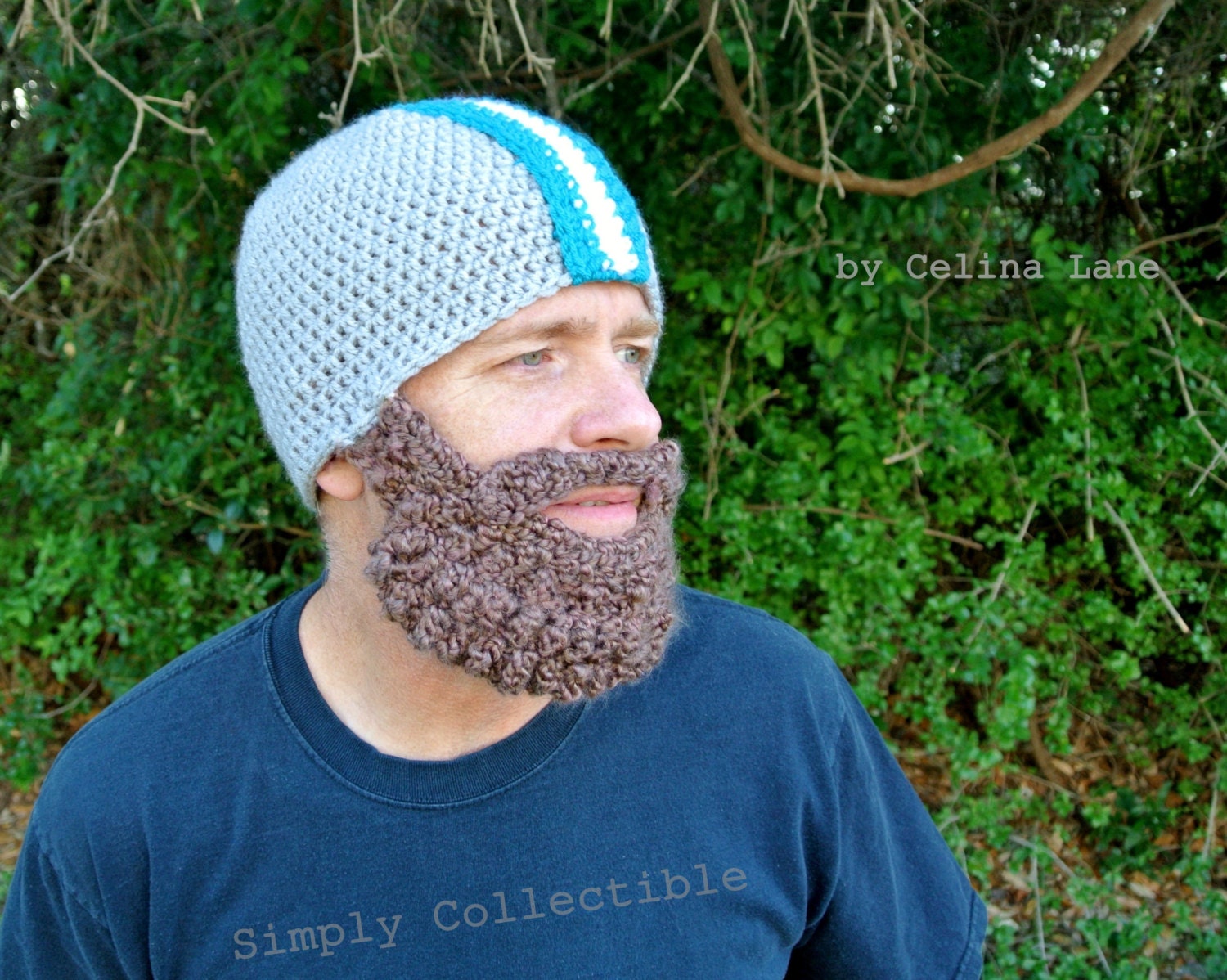 Crocheted Beard Hat Helmet or Beanie - Customize Colors and Size
