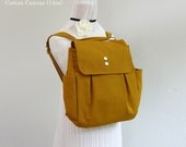 NEW Convertible Mustard Backpack / Diaper bag / Rucksack / Tote / Travel / Canvas bag / School bag / Unisex / Women / 3 Compartments - iHana