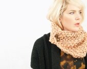 Tangerine Peach Knit Button Cowl Scarf