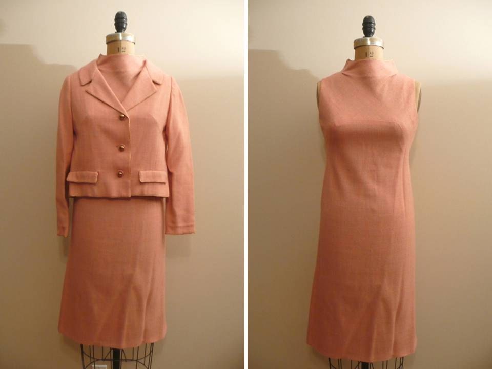 Vintage 1960s Dress 60s Mod Suit Wool Dress and Jacket