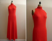 1960s St. John Knits Red Maxi Dress Vintage 60s