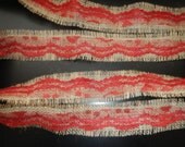 Burlap and Lace Ribbon, Red Lace and Rustic Brown Frayed Burlap Ribbon, Use for Wedding, Shower, Party, Home Decor, Crafting
