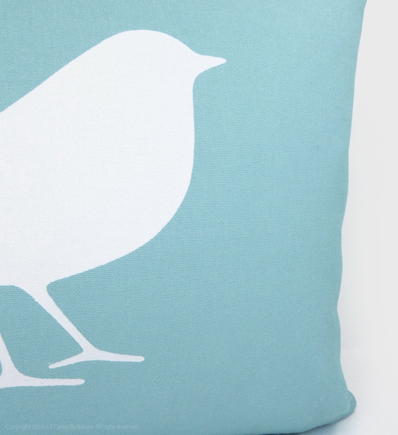 Bird pillow cover in aqua and white - 12X18 lumbar pillow cover - Shabby chic - Spring home decor - Woodland