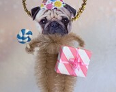 Pug Birthday Ornament Decoration Feather Tree