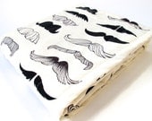 Moustache / Mustache Baby Blanket - Where's my 'Stache by Alexander Henry - Cream Minky Dot - 26 x 30