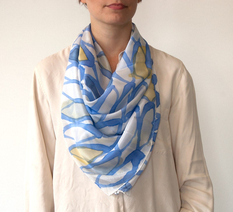 Hand Painted Silk Scarf "Amber" One of a Kind