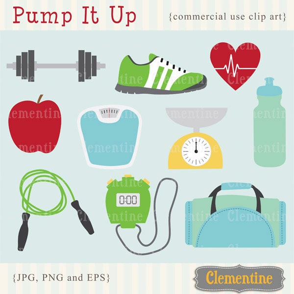 40% OFF SALE -Fitness clip art images, gym clip art, fitness vector, royalty free clip art- Instant Download Il_170x135