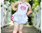 Adorable Girls Monogrammed Ruffle Tush Bubble Romper