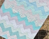 Modern Turquoise & Gray Chevron Quilt