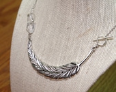 Fanciful Feather and Crystal Quartz Necklace Pendant