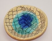 Banana Yellow  Lace Impressed Stoneware Handmade Soap Dish or Catch-All Dish