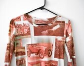 60s Photo Print T-Shirt / Long Sleeve / Unisex / Womens Size Medium / Mens Size Small