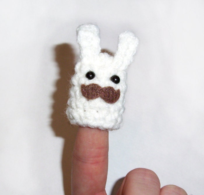 Bunny with a Mustache Finger Puppet
