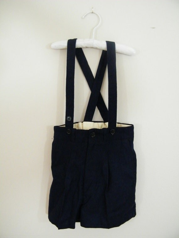 Vintage 1950s Boys Blue Wool Suspender by ThriftyVintageKitten