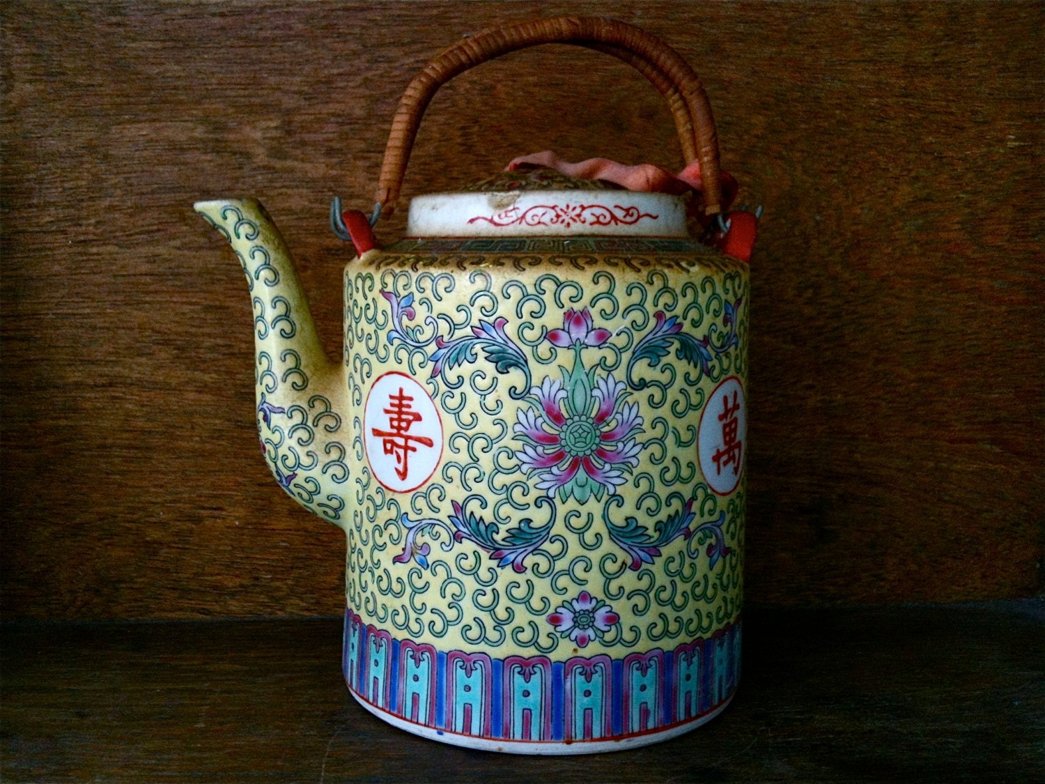 Vintage Chinese Yellow Tea Pot