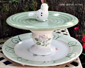 RESERVED for CRYSTAL M. - Sage Green Pedestal Stand - As Featured In Flea Market Gardens Magazine