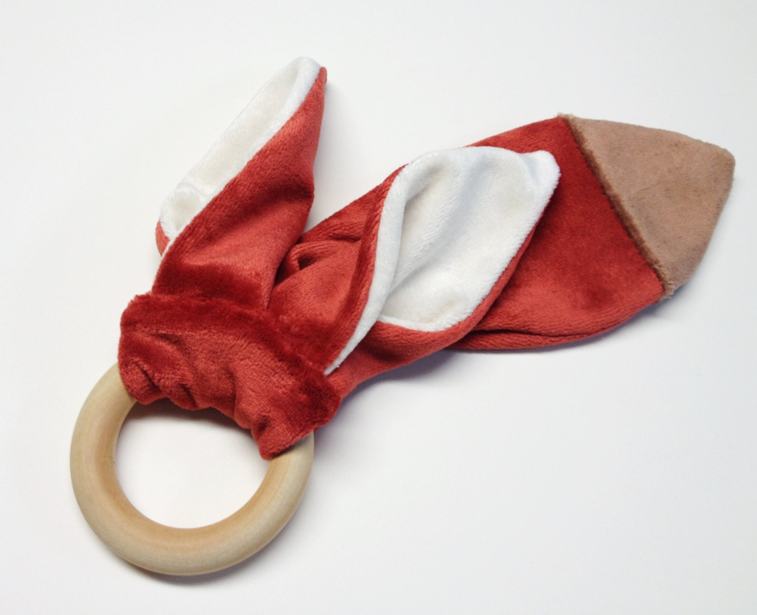 Alskar Miniz Organic OBV Fox Ear & Tail Teether with Removable Wood Ring