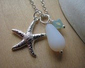 Wedding Jewelry Bridesmaid Aqua Starfish Necklace Beach Wedding Opal Bridesmaid Gift