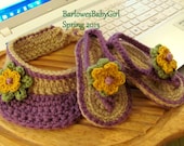 Buggs -  NEW Crochet Girl's Orchard Plum and Tan Visor and Sandals with Flower Accents