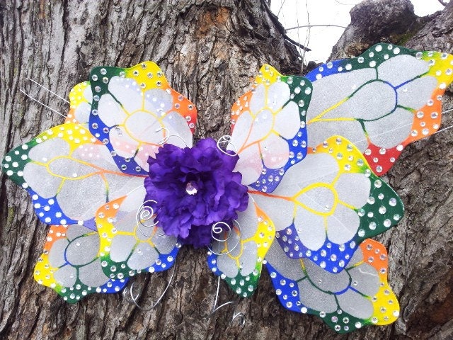 Adult Shimmery Rainbow Fairy Butterfly Costume Wings