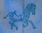 Carousel Zebra Cadet Blue Boy-Cut Underwear - Recycled Cotton - Women's 6 - Ready to Ship