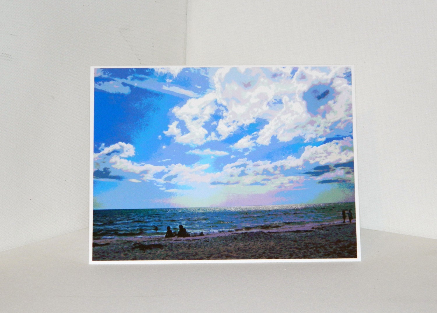 Blue & Purple Surreal Beach Blank Card, Note Card, Greeting Card, Photo Card/s