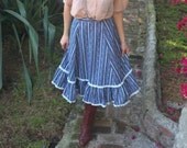Vintage 70s Sweet Blue Calico Floral Prairie Skirt