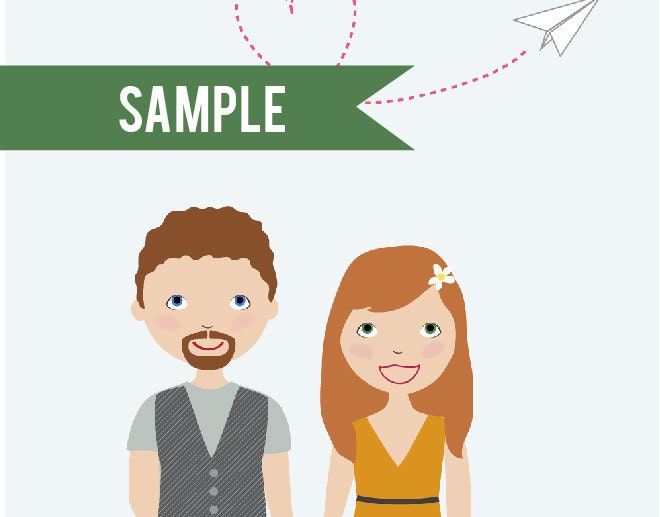 Custom Illustrated Wedding Invitation -  Digital Sample