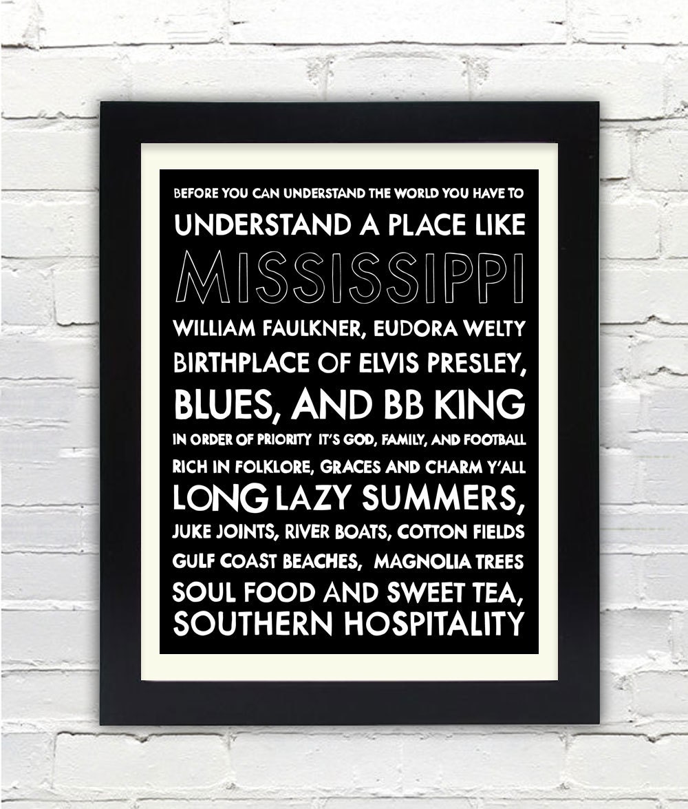 Mississippi Wall Art // State Art // Free Shipping