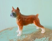 Vintage DOG LOVERS Figurine......ceramic dog. pet lover. kitsch. retro. brown dog. boxer. housewares. home decor. figurine