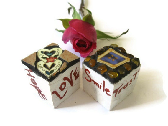 Word Stones Message Spirit Stones Pocket Stones Mosaic Mixed Media Broken china Jewelry Mother's Day