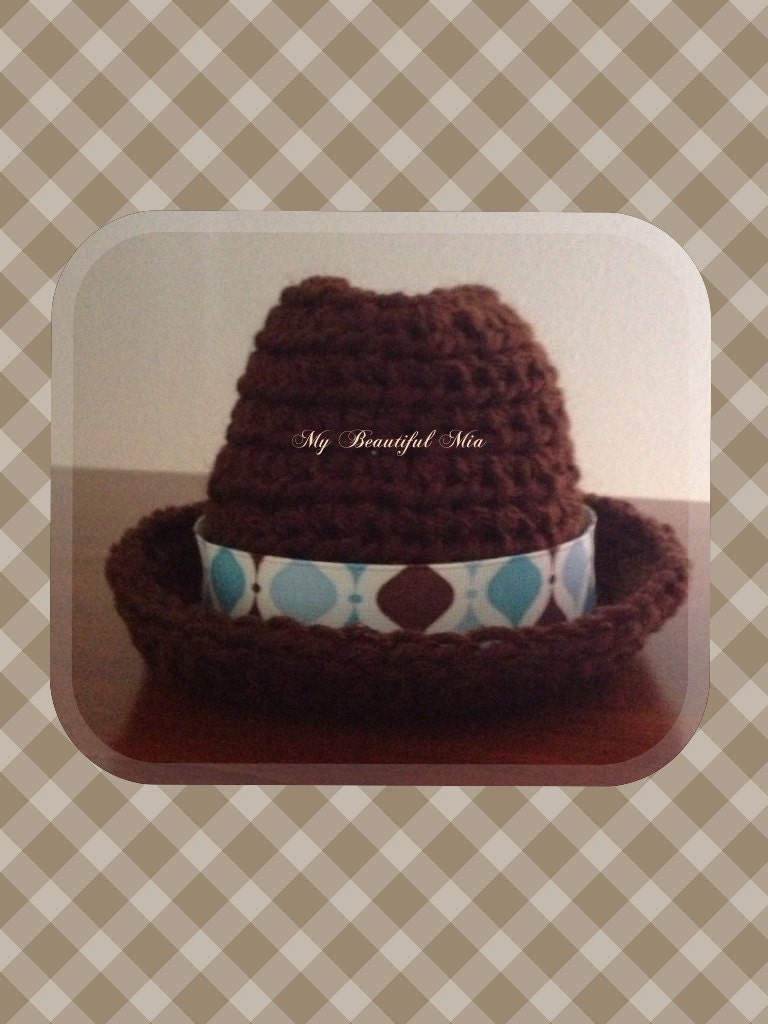 Newborn Chocolate Fedora Ready to Ship - Photo Prop