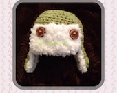 Newborn- Crochet Flap Hat - Photo prop - Aviator - Pilot - Lime Green - Ready to Ship