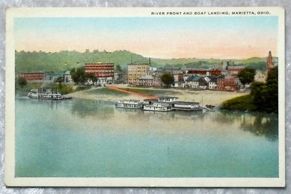 Marietta Ohio River Front Boat Landing Postcard by OakwoodView