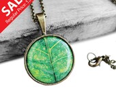 Happy Father's Day Sale - Vintage Antique Bronze Nature Fresh Green Leaf Handmade Resin Pendant Necklace (Get 12% OFF )