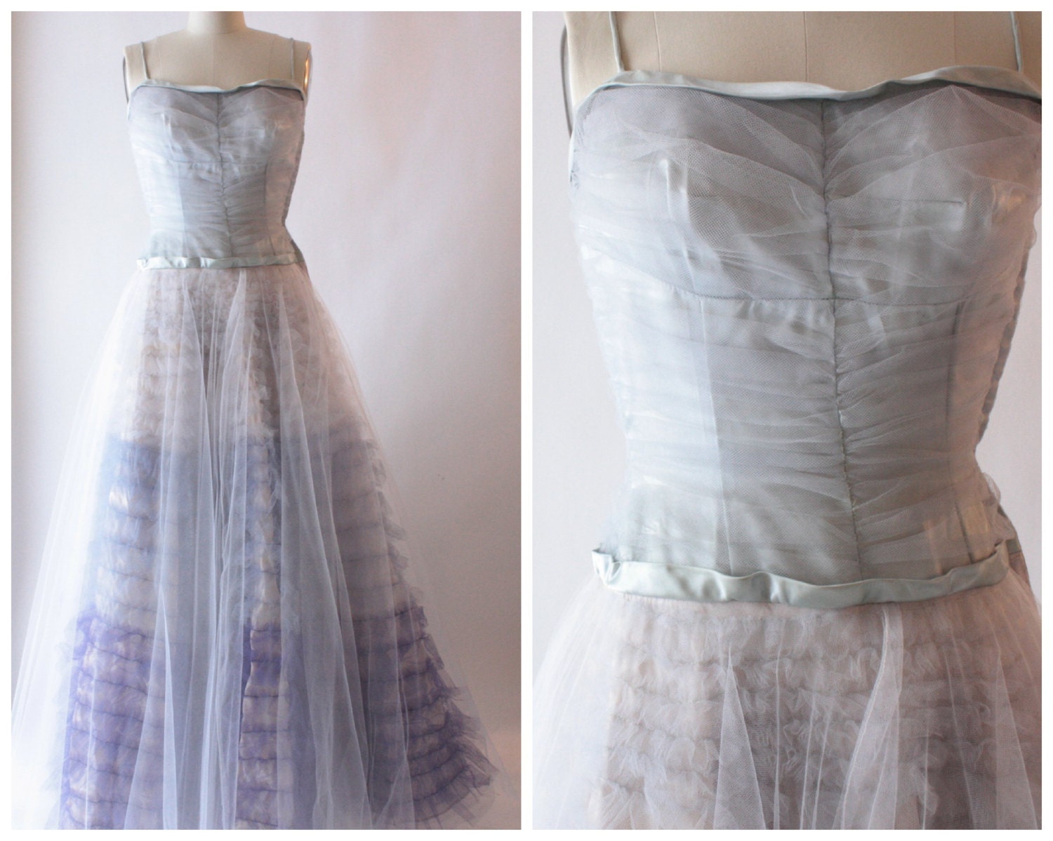 1950s purple ombre tulle prom and party dress