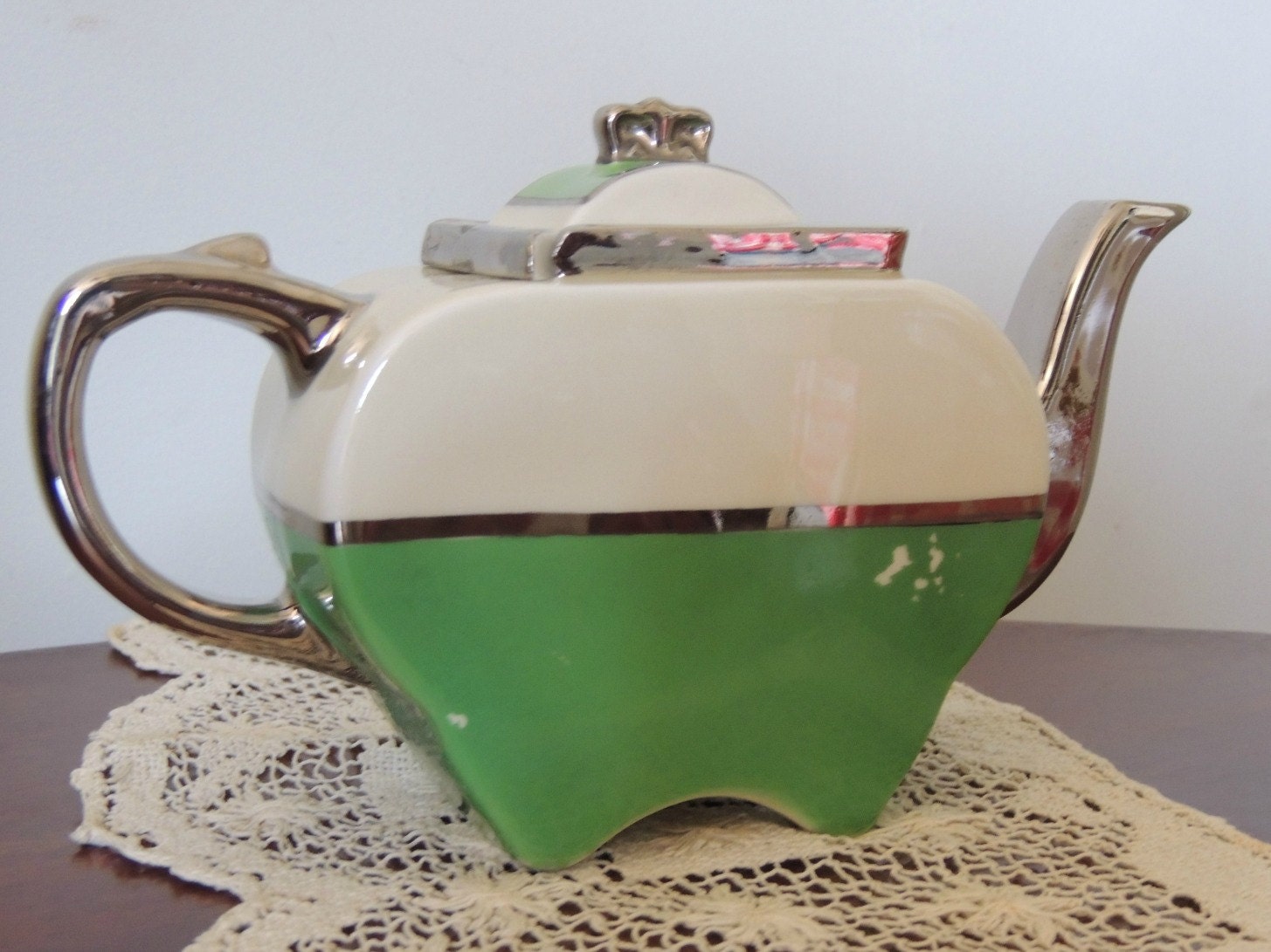Vintage Fraunfelter China Teapot / Art Deco Teapot by MadameMarcie