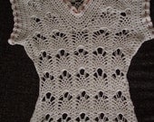 Crochet ivory lace cotton long sweater vest tunic