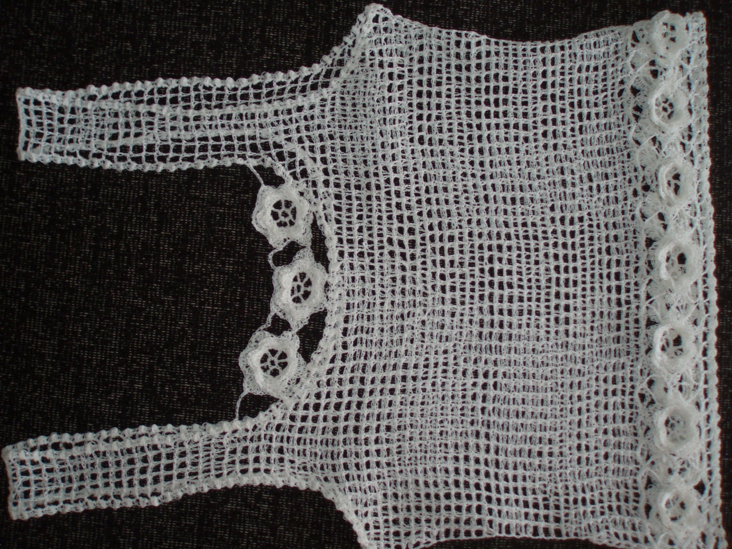 Crochet lace white girls womens summer beach halter top vest blouse with 3D flowers