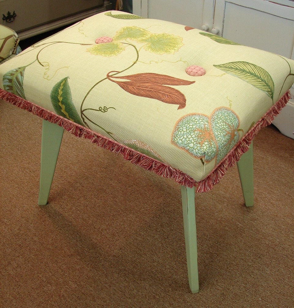 Reclaimed Vintage P Kaufmann Upholstered Stool Footstool Table (AU) (Ships Fedex)