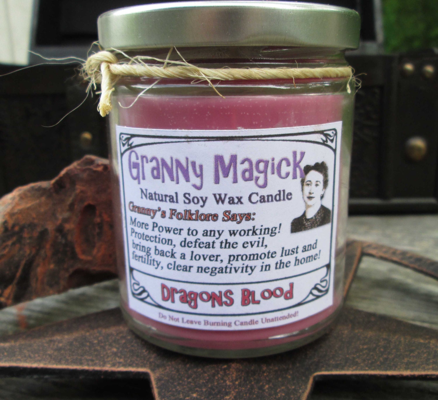 Dragons Blood Granny Magick Soy Container Candle for Ritual Spellwork, Meditation