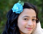 Flower Girl Hair Clip, Sky Blue Flower, Bridal Hair Piece, Wedding Hair Accessories, Girl Hair Accessories, Flower Girls Gift