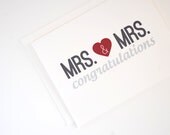 Lesbian Wedding Card - Mrs. & Mrs. Congratulations Card - Lesbian Engagement Card