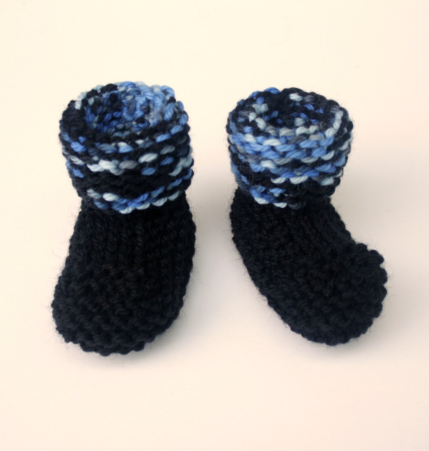 Knit Baby Booties with Rolled Cuff