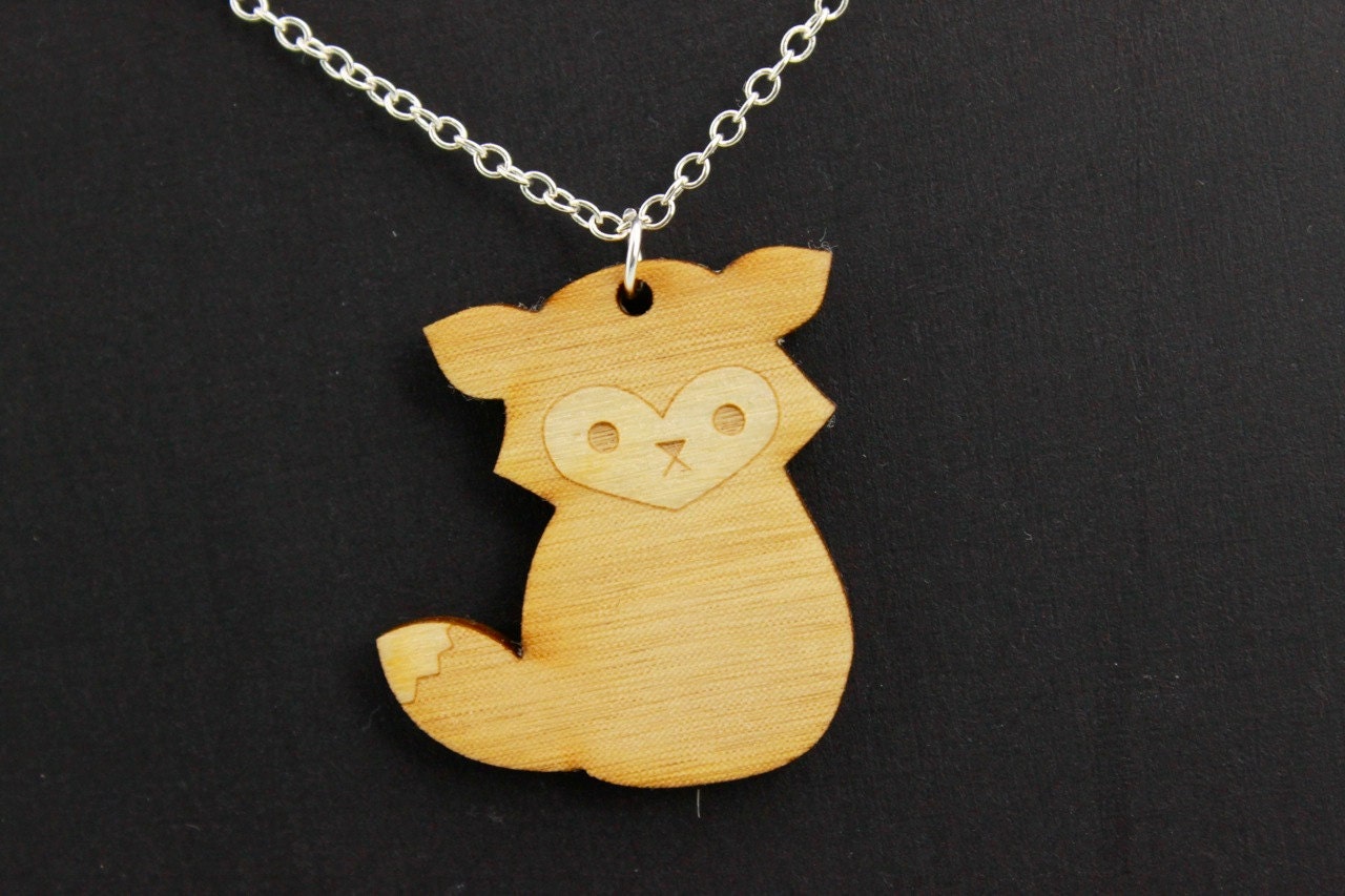 Wooden Fox Necklace