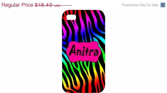 SPRING SALE iPhone 4 4s 5 iPod Touch 4 cover Personalized Custom Zebra Rainbow HaRD, RuBBer, or BuMPeR case