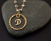 Personalized Initial Necklace - Silver Pyrite Necklace - Custom Initials Jewelry - Gold Letter Necklace - Wire wrapped chain