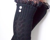 Black Frilly Girlie Lacey Over The Knee Boot Socks